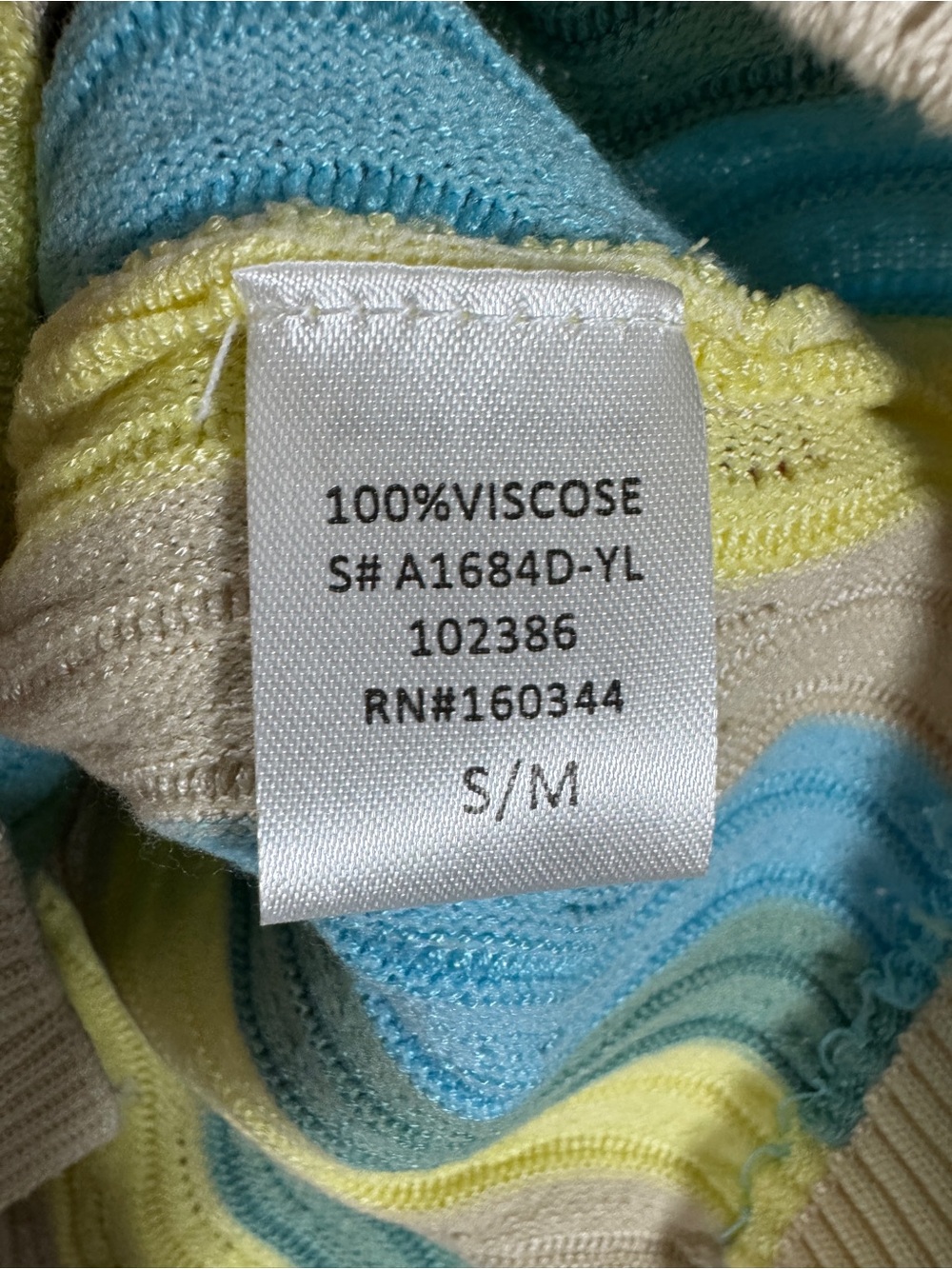 yllw the label Felix Knit Dress Blue Yellow Wave Stripe Button Collared Retro - Picture 12 of 15